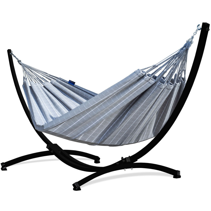 Potenza Catargo Hängematte mit Gestell für 2 Personen, Hängematte- 220x160, 220kg I Cocoon - Moon / Grau