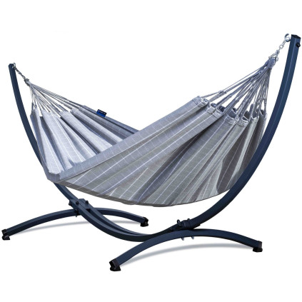 Potenza Catargo Hängematte mit Gestell für 2 Personen, Hängematte- 220x160, 220kg I Cocoon - Moon / Grau