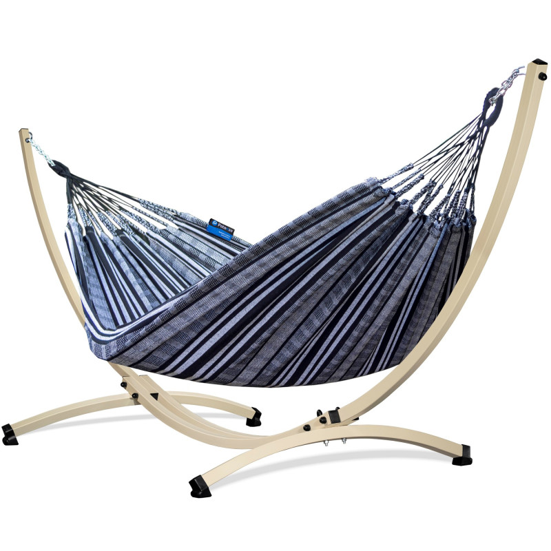 Potenza Pereira Hängematte mit Verinkter Gestell – 220kg für 2 Personen I Hängematte - 220x140, 160kg I Zebra