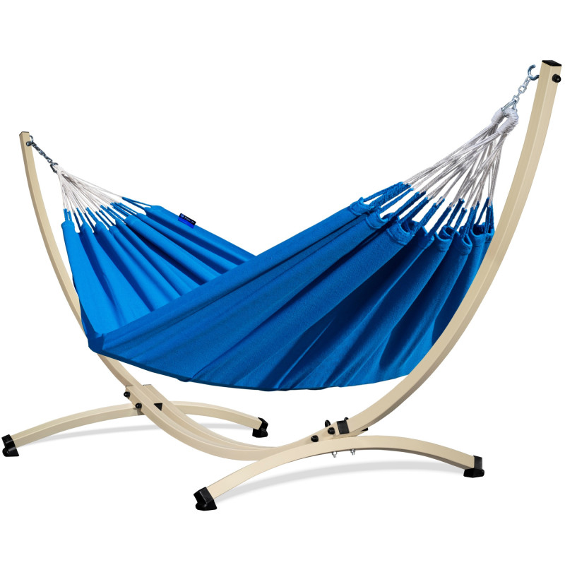 Potenza Hängematte mit Verzinkter Gestell – 220kg für 2 Personen I Medelin Hängematte - 220x140, 160kg I Blau