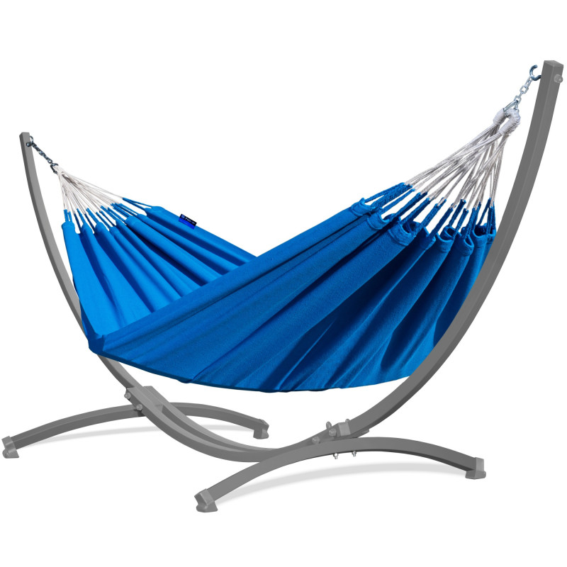 Potenza Hängematte mit Verzinkter Gestell – 220kg für 2 Personen I Medelin Hängematte - 220x140, 160kg I Blau