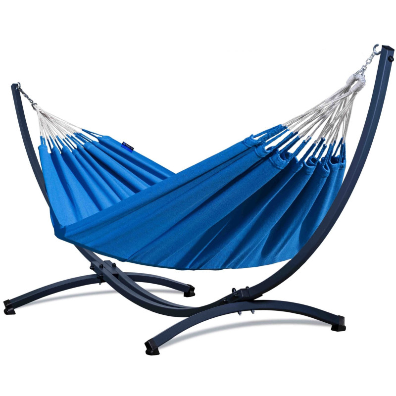 Potenza Hängematte mit Verzinkter Gestell – 220kg für 2 Personen I Medelin Hängematte - 220x140, 160kg I Blau