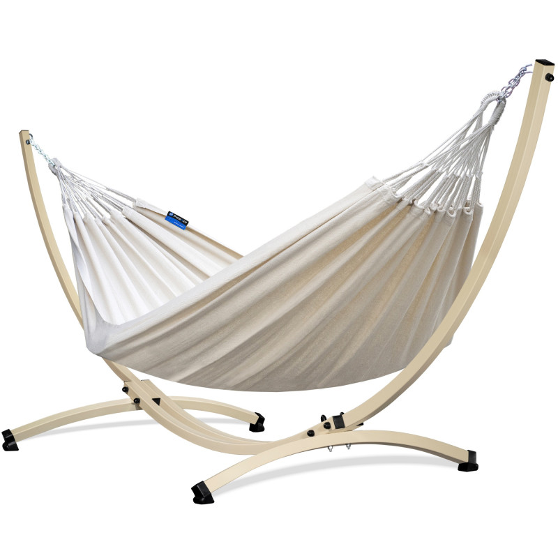 Potenza Hängematte mit Verzinkter Gestell – 220kg für 2 Personen I Medelin Hängematte - 220x140, 160kg I Creme