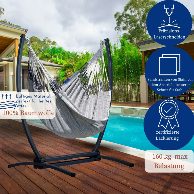 Potenza Medelin L Hängesessel  Hängesitz mit Gazela Gestell B&W