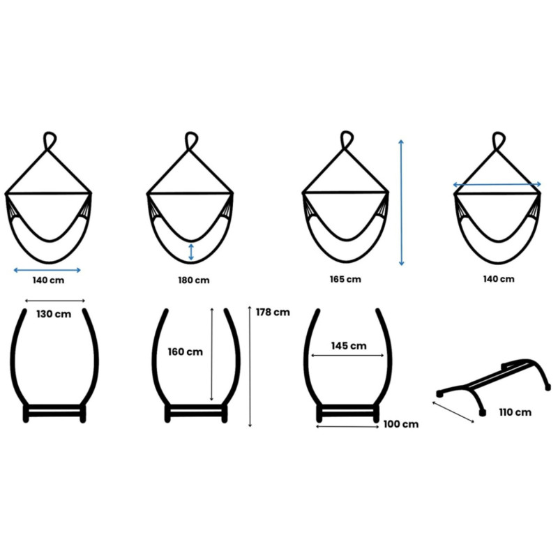 Potenza Medelin L Hängesessel  Hängesitz mit Gazela Gestell B&W