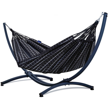 Potenza Catargo Hängematte mit Verzinkter Gestell für 2 Personen, Hängematte- 220x160, 220kg I Cocoon - Karbon / Schwarz