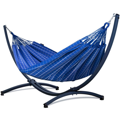 Potenza Catargo Hängematte mit Verzinker Gestell für 2 Personen, Hängematte- 220x160, 220kg I Cocoon - Blau