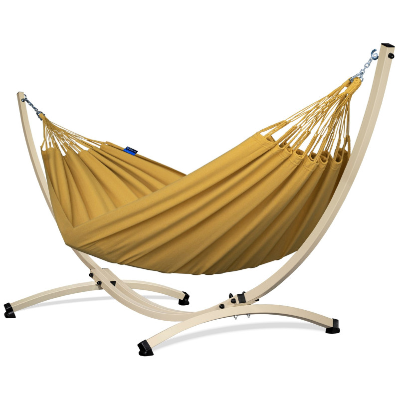 Potenza Merida Hängematte mit Verzinkter Gestell für 2 Personen, Hängematte- 220x160, 220kg I Cocoon - Golden