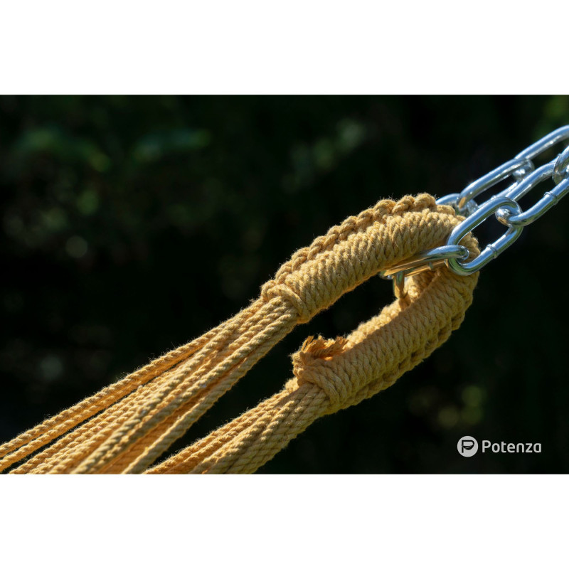 Potenza Merida Hängematte mit Verzinkter Gestell für 2 Personen, Hängematte- 220x160, 220kg I Cocoon - Golden