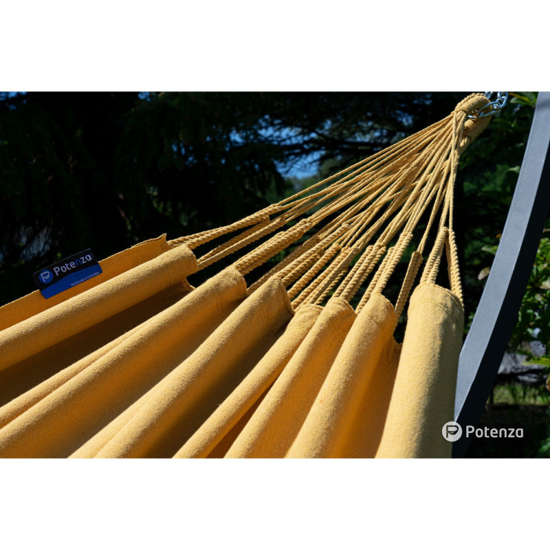 Potenza Merida Hängematte mit Verzinkter Gestell für 2 Personen, Hängematte- 220x160, 220kg I Cocoon - Golden