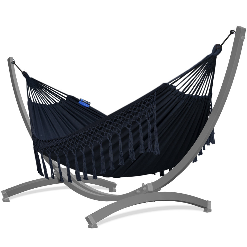 Potenza Hängematte mit Tytan Gestell – 350kg für 3 Personen I Hängematte- 220x160, 200kg I  Santia - Schwarz