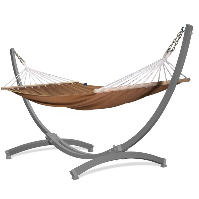 Potenza Roma XL Stabhängematte mit Verzinkter Tytan Gestell für 2 Personen I Hängematte- 220x160, 200kg I Braun