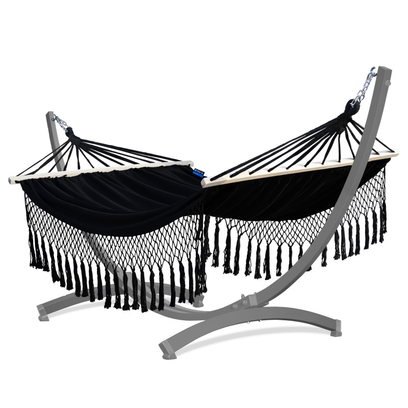 Potenza Stabhängematte mit Tytan Gestell bis 350kg I Hängematte- 220x160, 200kg I  Santia - Schwarz