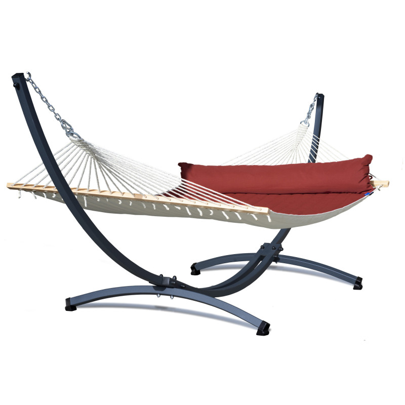 Potenza Panama Stabhängematte mit Verzinkter Gestell bis 220kg I Hängematte- 210x140, 200kg I Rot
