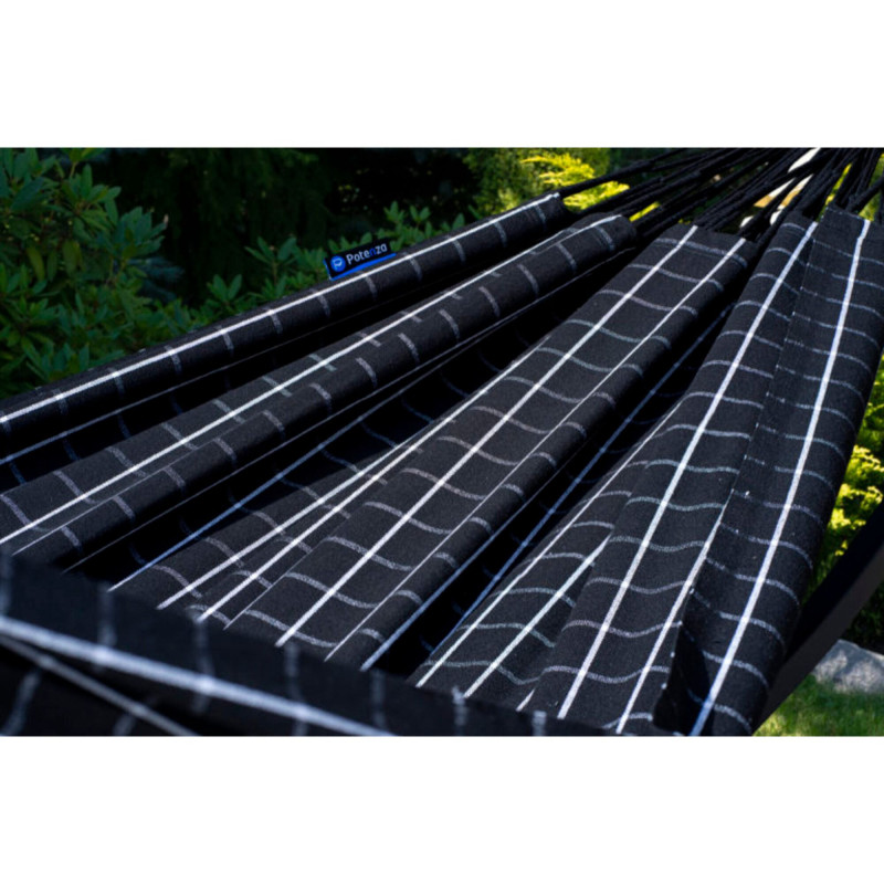 Potenza Catargo Hängematte mit Verzinkter Tytan Gestell für 2 Personen, Hängematte- 220x160, 220kg I Cocoon - Schwarz