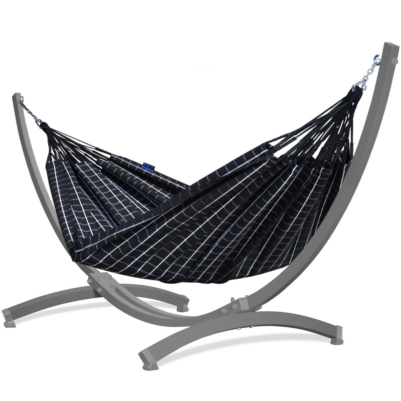 Potenza Catargo Hängematte mit Verzinkter Tytan Gestell für 2 Personen, Hängematte- 220x160, 220kg I Cocoon - Schwarz