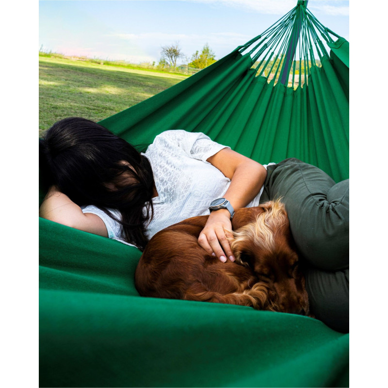 Potenza Merida Hängematte mit Verzinkter Tytan Gestell für 2 Personen, Hängematte- 220x160, 220kg I Cocoon - Tropical /  Grün