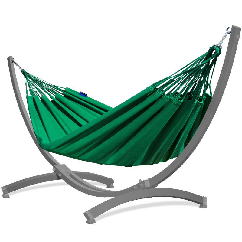 Potenza Merida Hängematte mit Verzinkter Tytan Gestell für 2 Personen, Hängematte- 220x160, 220kg I Cocoon - Tropical /  Grün