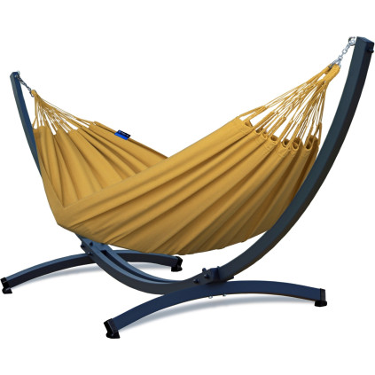Potenza Merida Hängematte mit Verzinkter Tytan Gestell für 2 Personen, Hängematte- 220x160, 220kg I Cocoon - Gold