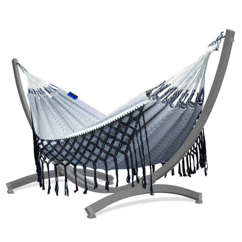 Potenza Medelin Hängematte mit Tytan Gestell für 2 Personen, Hängematte - 230x160, 200kg I Medelin - B&W