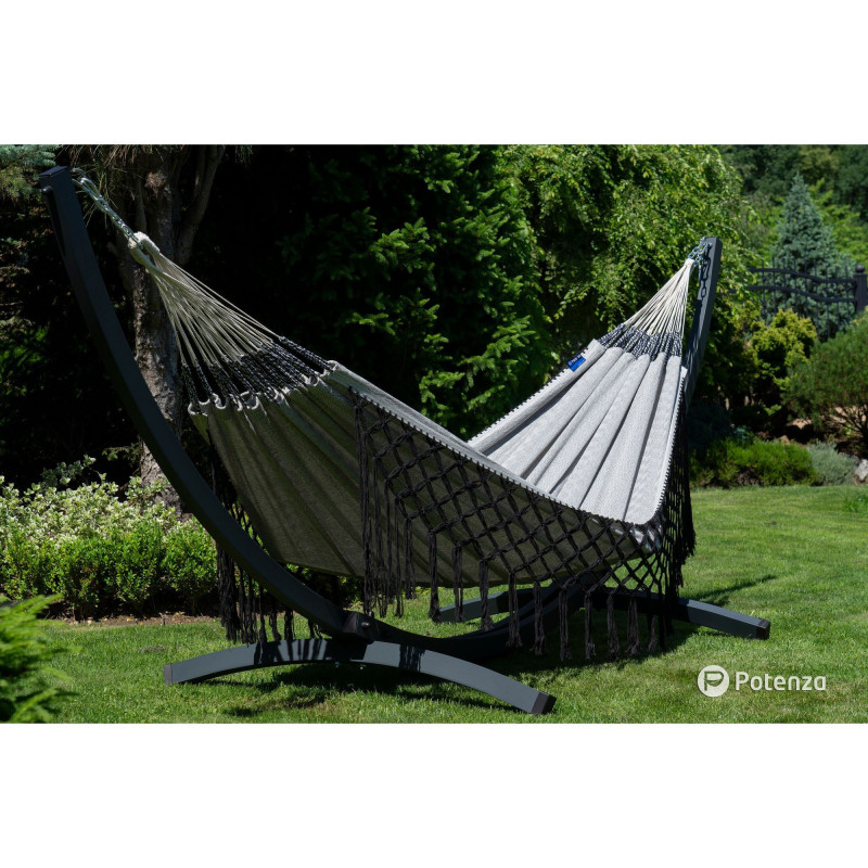 Potenza Medelin Hängematte mit Tytan Gestell für 2 Personen, Hängematte - 230x160, 200kg I Medelin - B&W