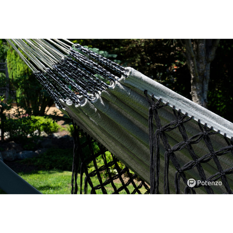 Potenza Hängematte mit Gestell  I Medelin100% Baumwolle Doppelhängematte 230x160, 200kg I  Aluminium Hängemattengestell 200 kg