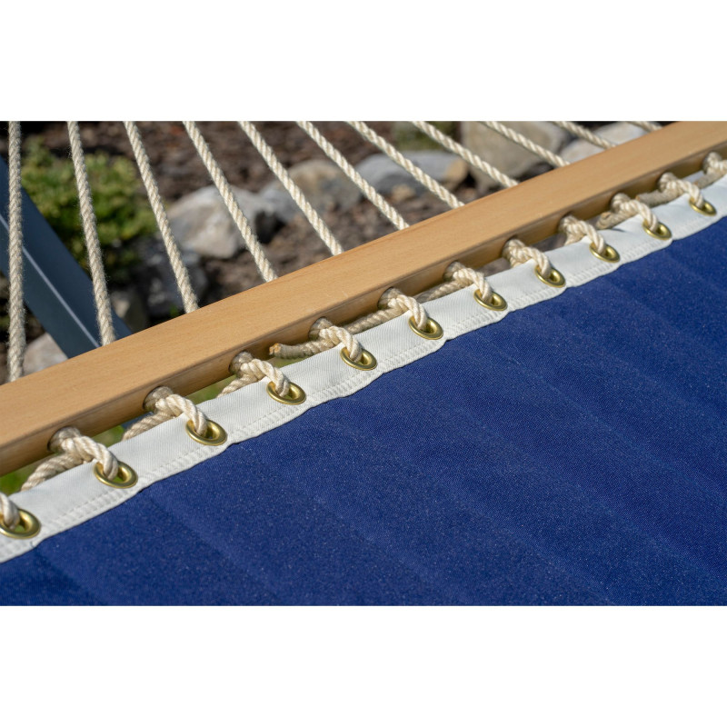 Potenza Panama Stabhängematte mit Verzinkter Tytan Gestell für 2 Personen – 350kg I Hängematte- 210x140, 200kg I Blau