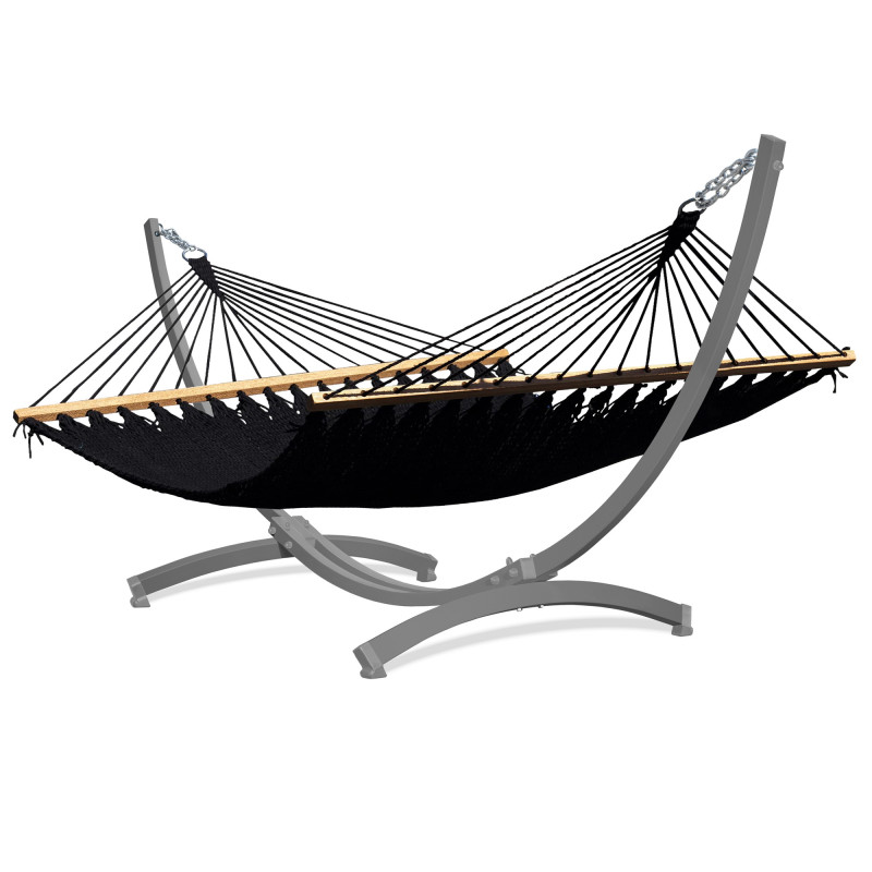 Potenza Barbados Stabhängematte mit Verzinkter Tytan Gestell bis 350kg I Hängematte 210x140, 200kg Schwarz
