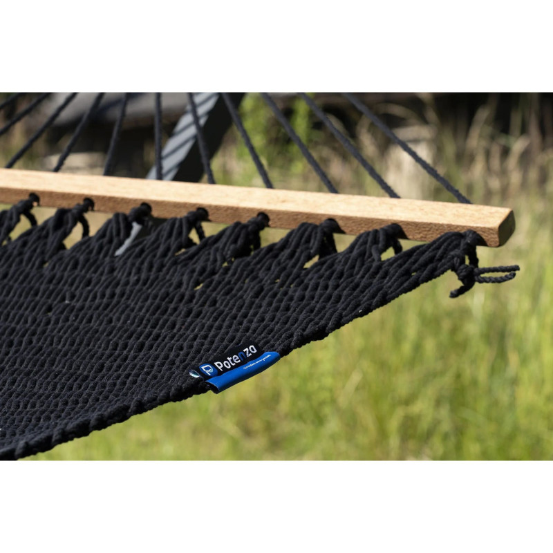 Potenza Barbados Stabhängematte mit Verzinkter Tytan Gestell bis 350kg I Hängematte 210x140, 200kg Schwarz