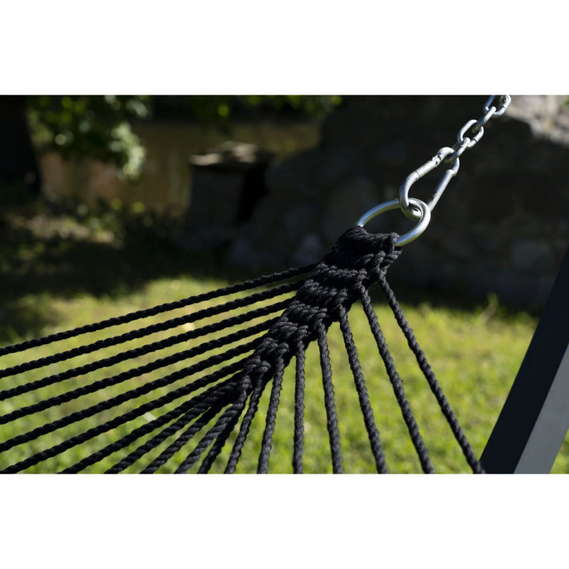 Potenza Barbados Stabhängematte mit Verzinkter Tytan Gestell bis 350kg I Hängematte 210x140, 200kg Schwarz