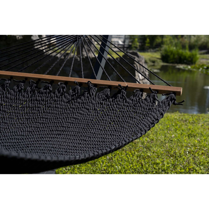 Potenza Barbados Stabhängematte mit Verzinkter Tytan Gestell bis 350kg I Hängematte 210x140, 200kg Schwarz