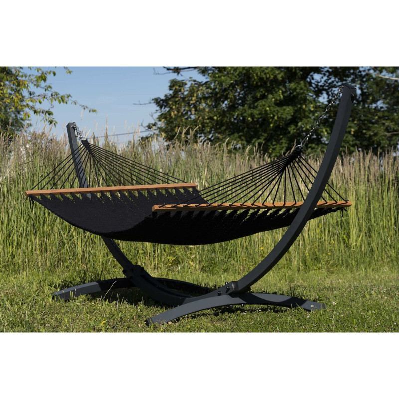 Potenza Barbados Stabhängematte mit Verzinkter Tytan Gestell bis 350kg I Hängematte 210x140, 200kg Schwarz