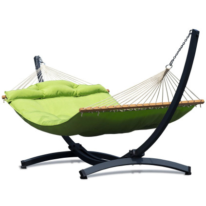 Potenza Hängematte mit Gestell für 2 Personen I Atlanta Stabhängematte XXL 210x140 cm 200kg I Tytan Verzinkter Gestell 350kg