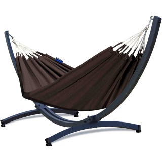 Potenza Merida Hängematte mit Aluminium Gestell I Medelin 100% Baumwolle Doppelhängematte 230x160, 200kg I Kaffee