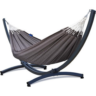 Potenza Merida Hängematte mit Aluminium Gestell I Medelin 100% Baumwolle Doppelhängematte 230x160, 200kg I Pekan