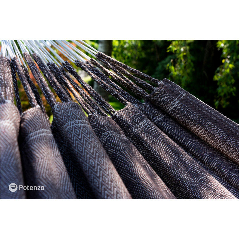 Potenza Merida Hängematte mit Aluminium Gestell I Medelin 100% Baumwolle Doppelhängematte 230x160, 200kg I Pekan