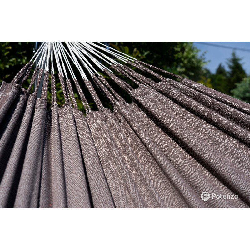 Potenza Merida Hängematte mit Aluminium Gestell I Medelin 100% Baumwolle Doppelhängematte 230x160, 200kg I Pekan