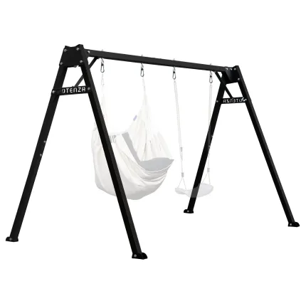 Kinderschaukel Verzinktes Schaukelgestell Schwarz Doppelschaukel für Kinder und Hängematte Gartenschaukel 250x200cm