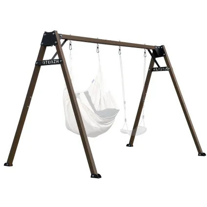 Kinderschaukel Verzinktes Schaukelgestell Braun Doppelschaukel für Kinder und Hängematte Gartenschaukel 250x200cm