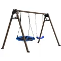 Kinderschaukel mit Nestschaukel und Schaukel-Sitz Verzinktes Schaukelgestell Metallgestell 250x207 cm I Blau