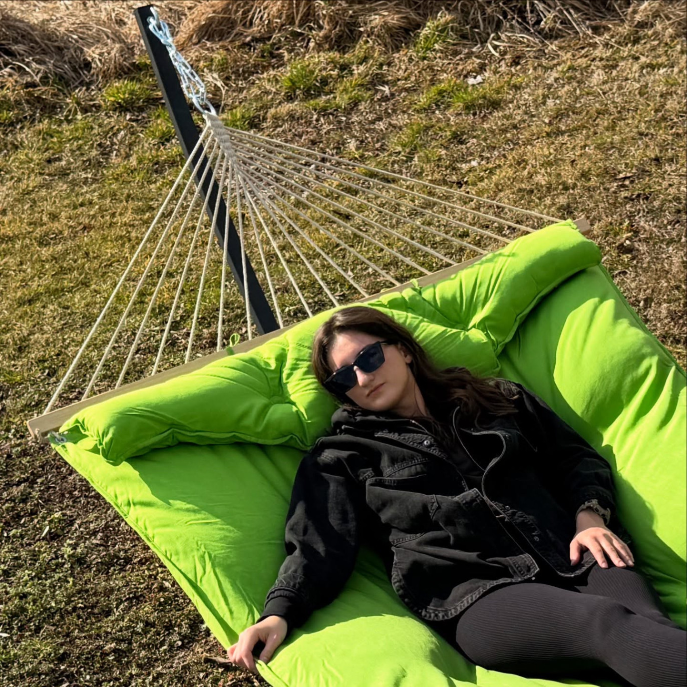 Potenza Hängematte mit Gestell für 2 Personen I Atlanta Stabhängematte XXL 210x140 cm 200kg I Tytan Verzinkter Gestell 350kg