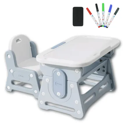 Kindertisch höhenverstellbar mit Stuhl – neigbare Tischplatte – ergonomisch, stabil & sicher Tisch-Set für Kinder