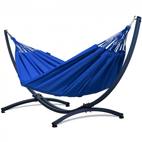 Potenza Merida Hängematte mit Gestell für 2 Personen, Hängematte- 220x160, 220kg I Cocoon - Cobalt / Blau