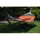 Potenza Outdoor Hängematte mit Verzinkter Gestell für 2 Personen I 100% Baumwolle Medelin 215x140 Chilli