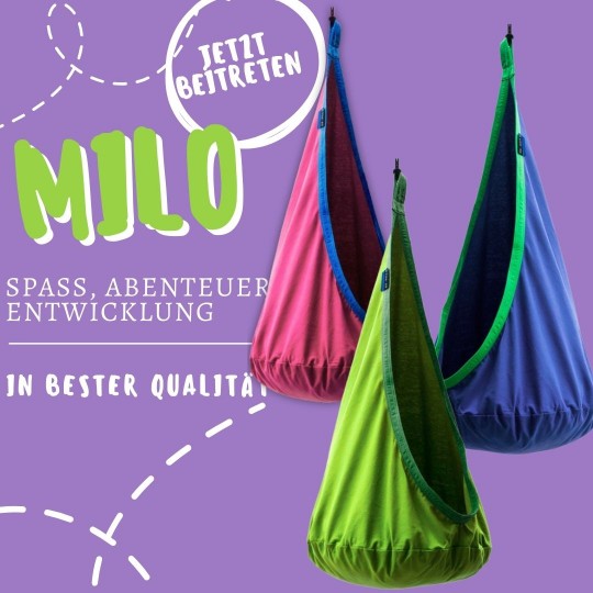 Potenza Milo Cocoon Hängehöhle für Kinder Hängesessel Kindersitz Kindershaukel mit Kissen 100% Baumwolle max 100kg Hängeschaukel