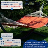 Potenza Outdoor Hängematte mit Verzinkter Gestell für 2 Personen I 100% Baumwolle Medelin 215x140 Chilli