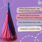 Potenza Milo Cocoon Hängehöhle für Kinder Hängesessel Kindersitz Kindershaukel mit Kissen 100% Baumwolle max 70kg Hängeschaukel