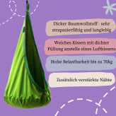 Potenza Milo Cocoon Hängehöhle für Kinder Hängesessel Kindersitz Kindershaukel mit Kissen 100% Baumwolle max 100kg Hängeschaukel