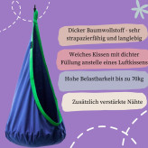 Potenza Milo Cocoon Hängehöhle für Kinder Hängesessel Kindersitz Kindershaukel mit Kissen 100% Baumwolle max 100kg Hängeschaukel