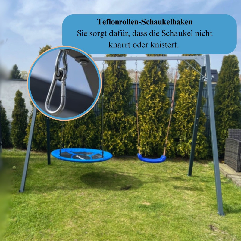 Potenza Kinderschaukel Verzinktes Schaukelgestell Doppelschaukel für Kinder und Hängematte